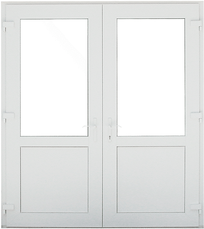 A Double Door With Glass Windows
