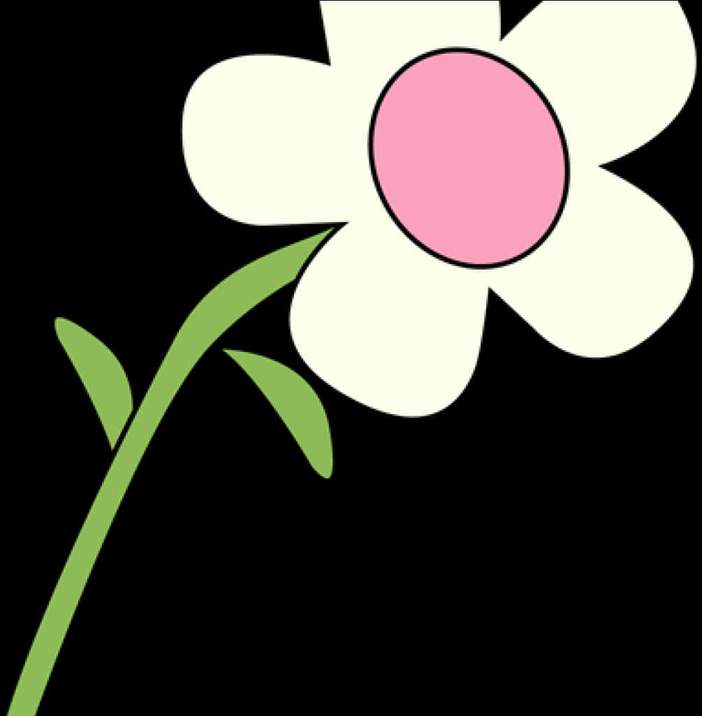 A White Flower With A Pink Circle On A Green Stem