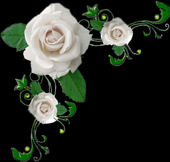 A White Rose With Green Leaves