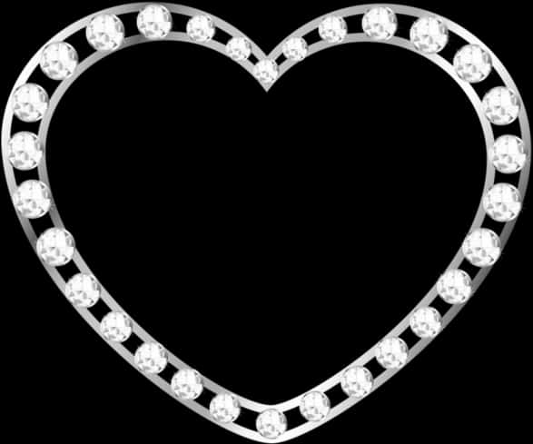 A Heart Shaped Silver Frame With Diamonds