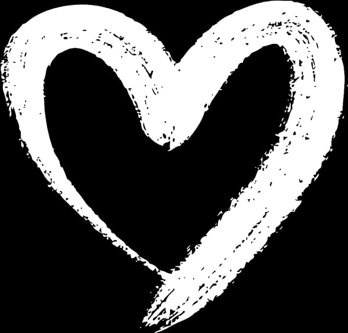 A White Heart Drawn On A Black Background