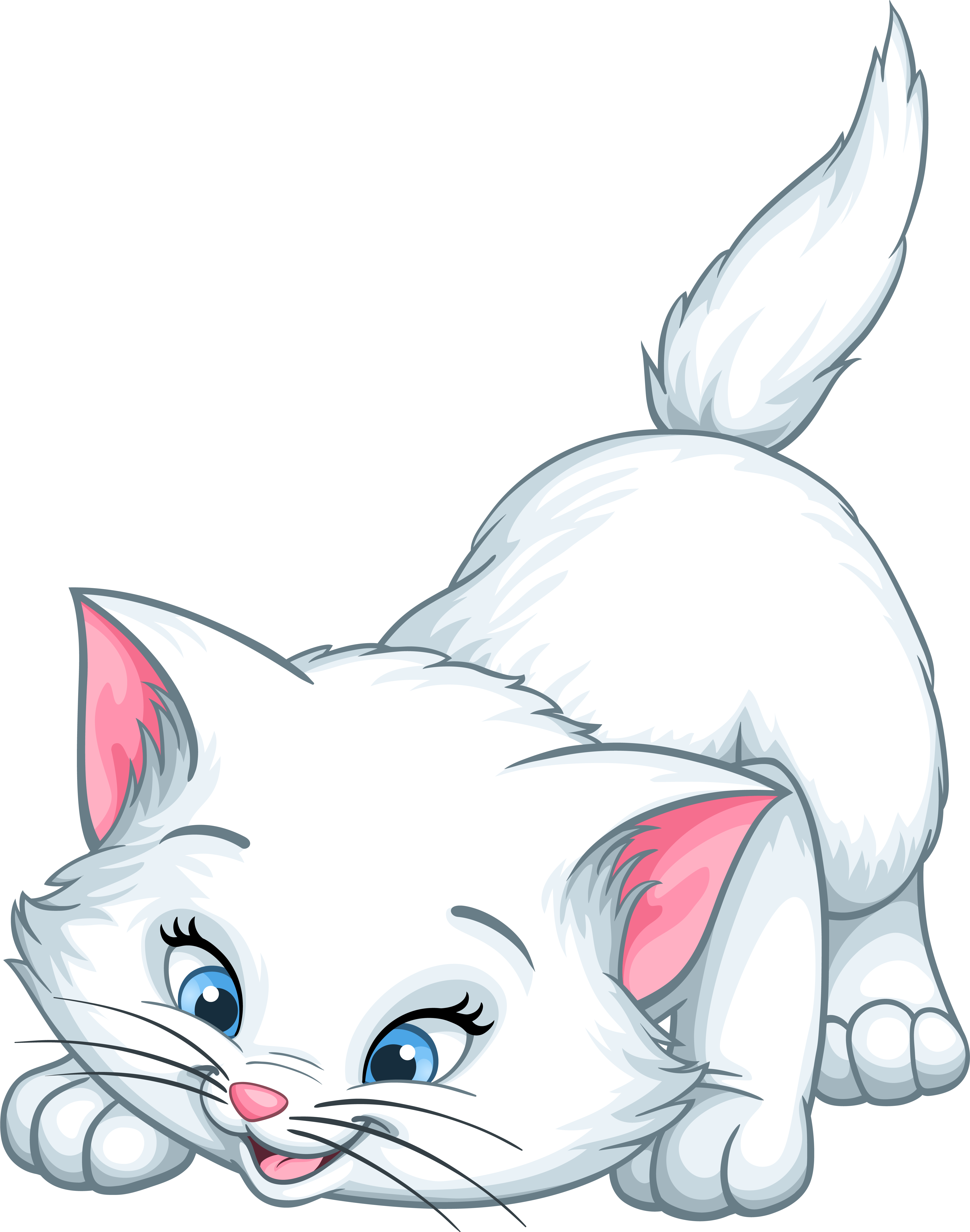 A Cartoon Of A White Cat
