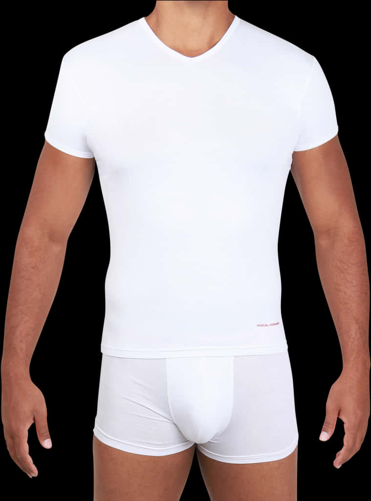 A Man Wearing White Underwear