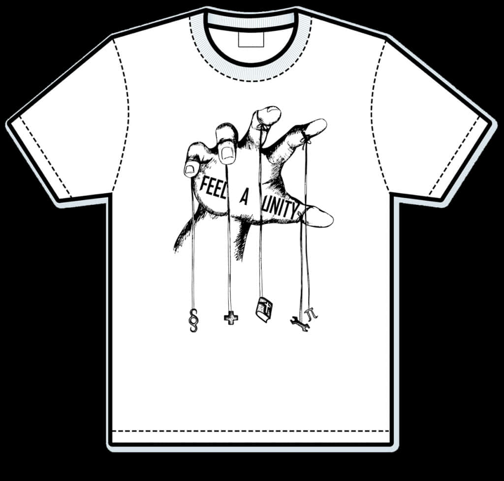 A White T-shirt With A Hand Drawn On It