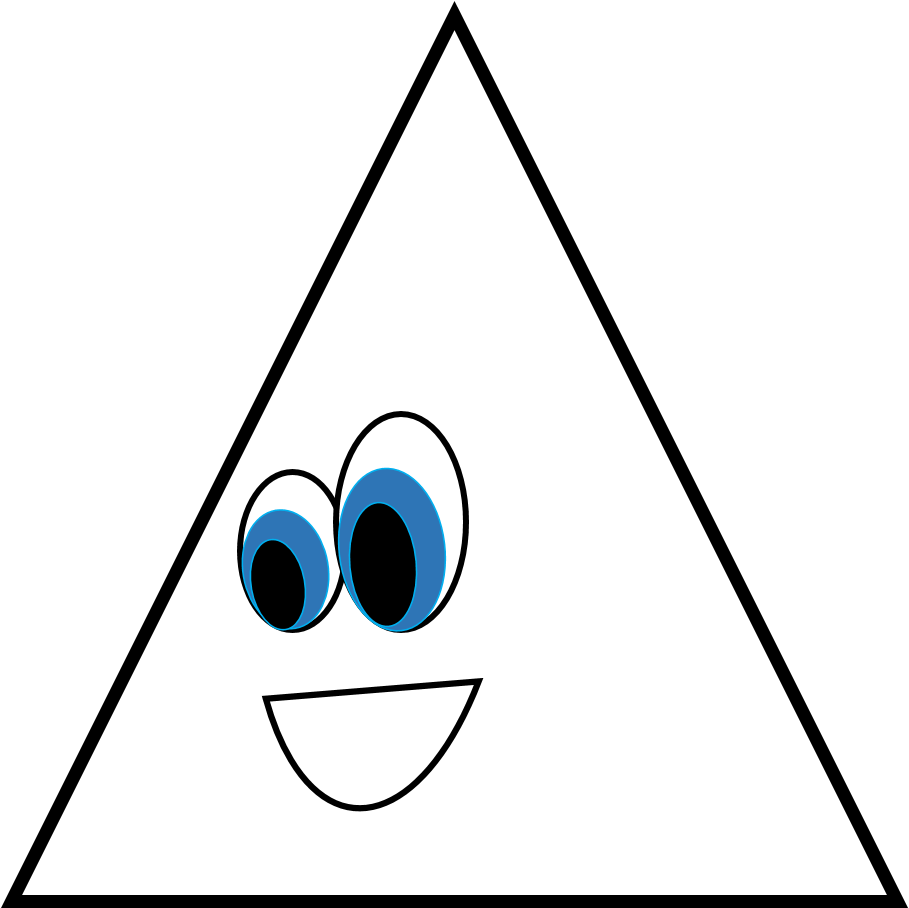 A White Triangle With Blue Eyes And A Smiling Face