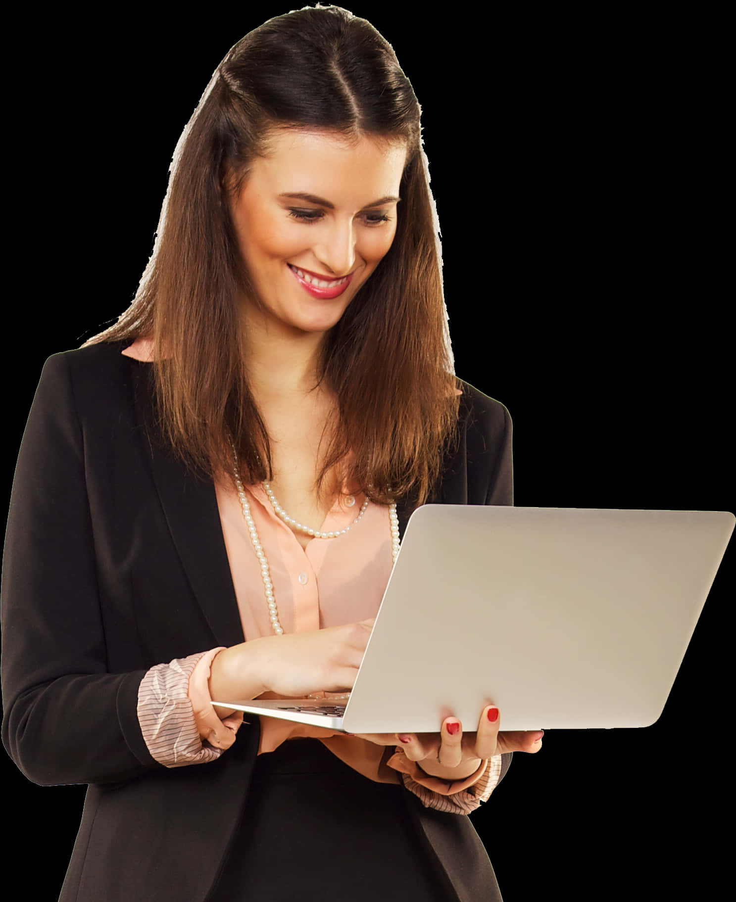 A Woman Holding A Laptop