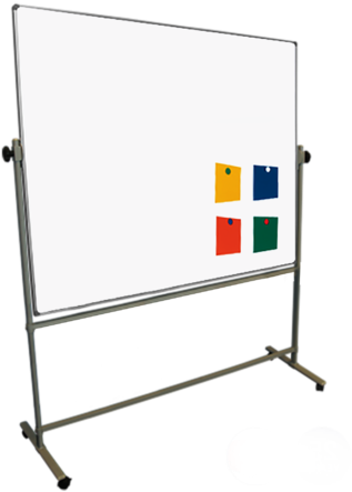 A White Board With Colorful Squares On It