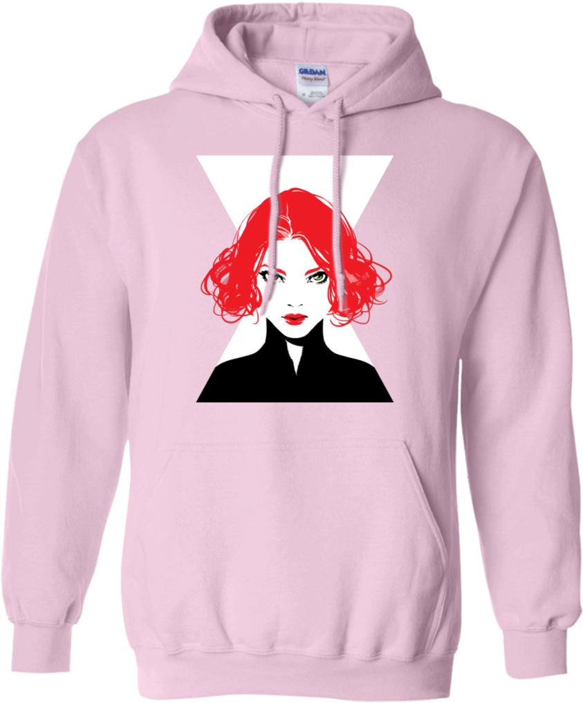A Pink Hoodie With A Woman With Red Hair