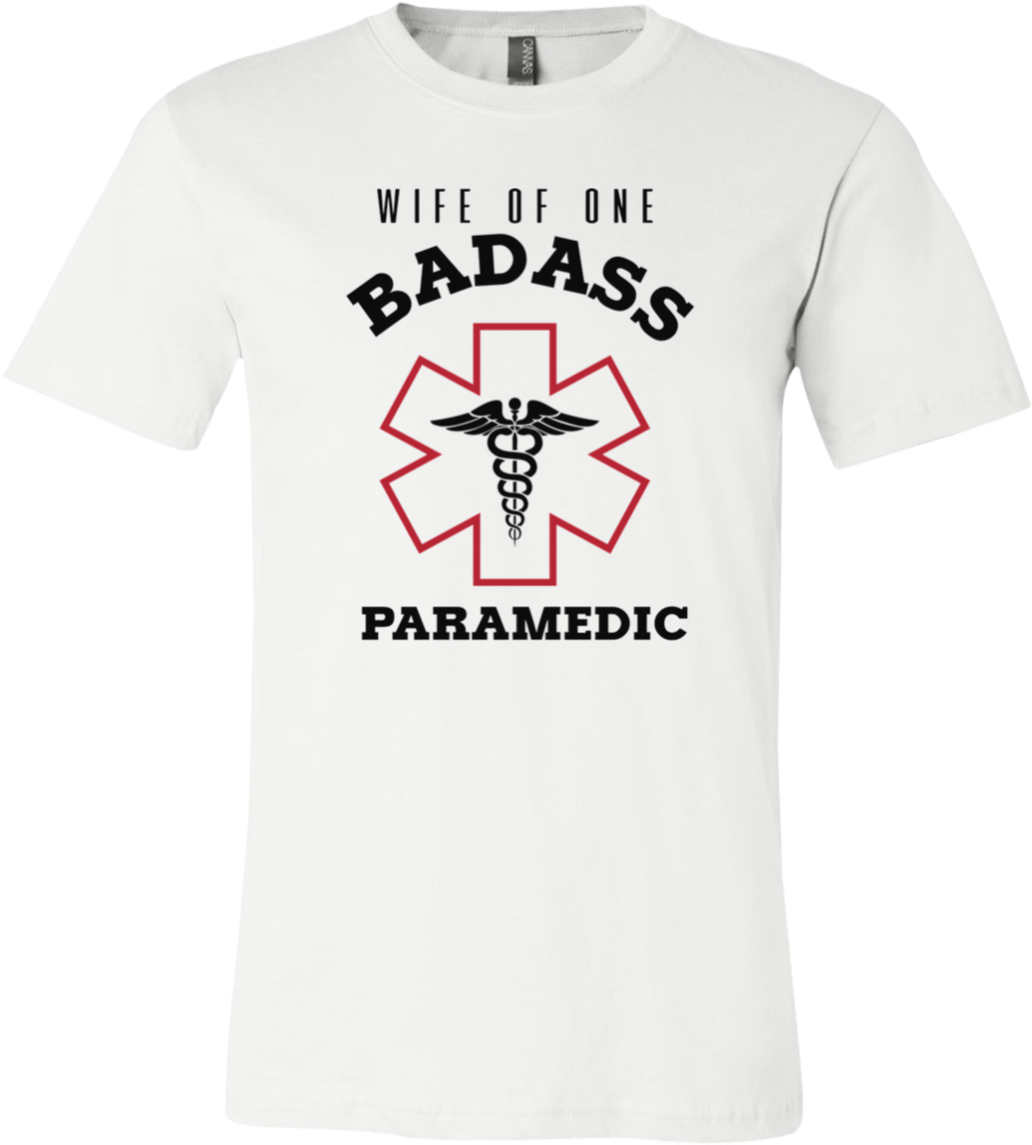 A White T-shirt With A Medical Symbol On It