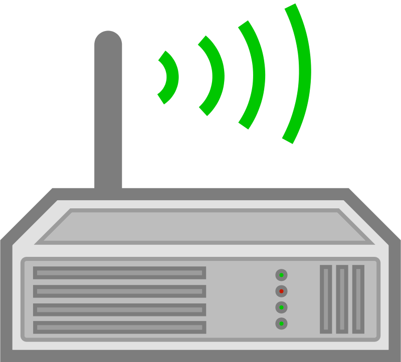 A White Router With Green Signal Waves