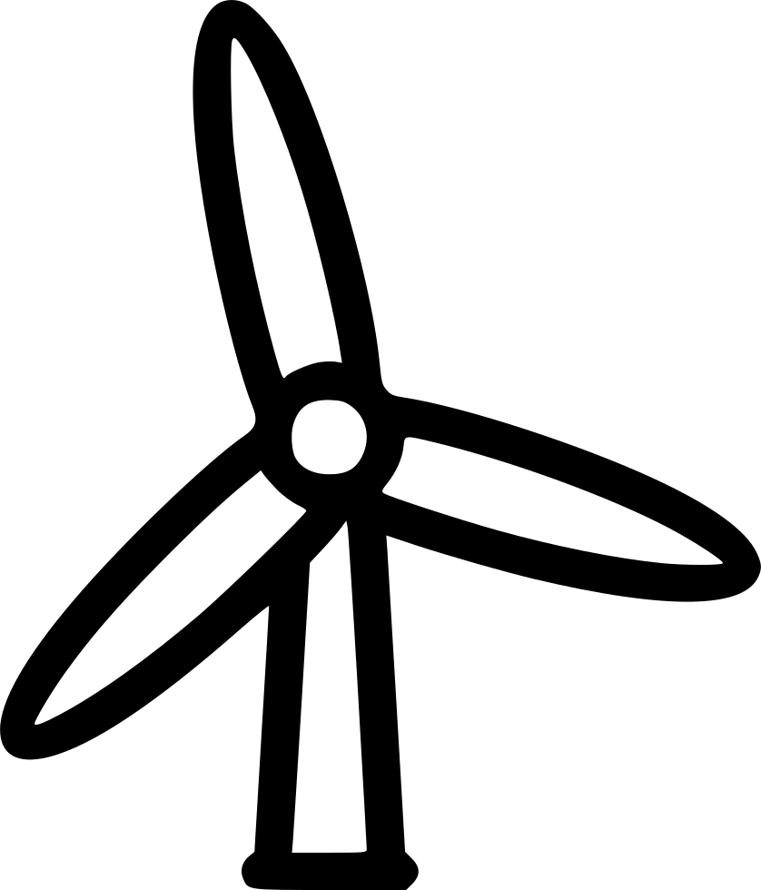 A Black Outline Of A Windmill