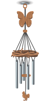 A Wind Chime With A Wood And Metal Object