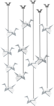 A Group Of White Origami Birds