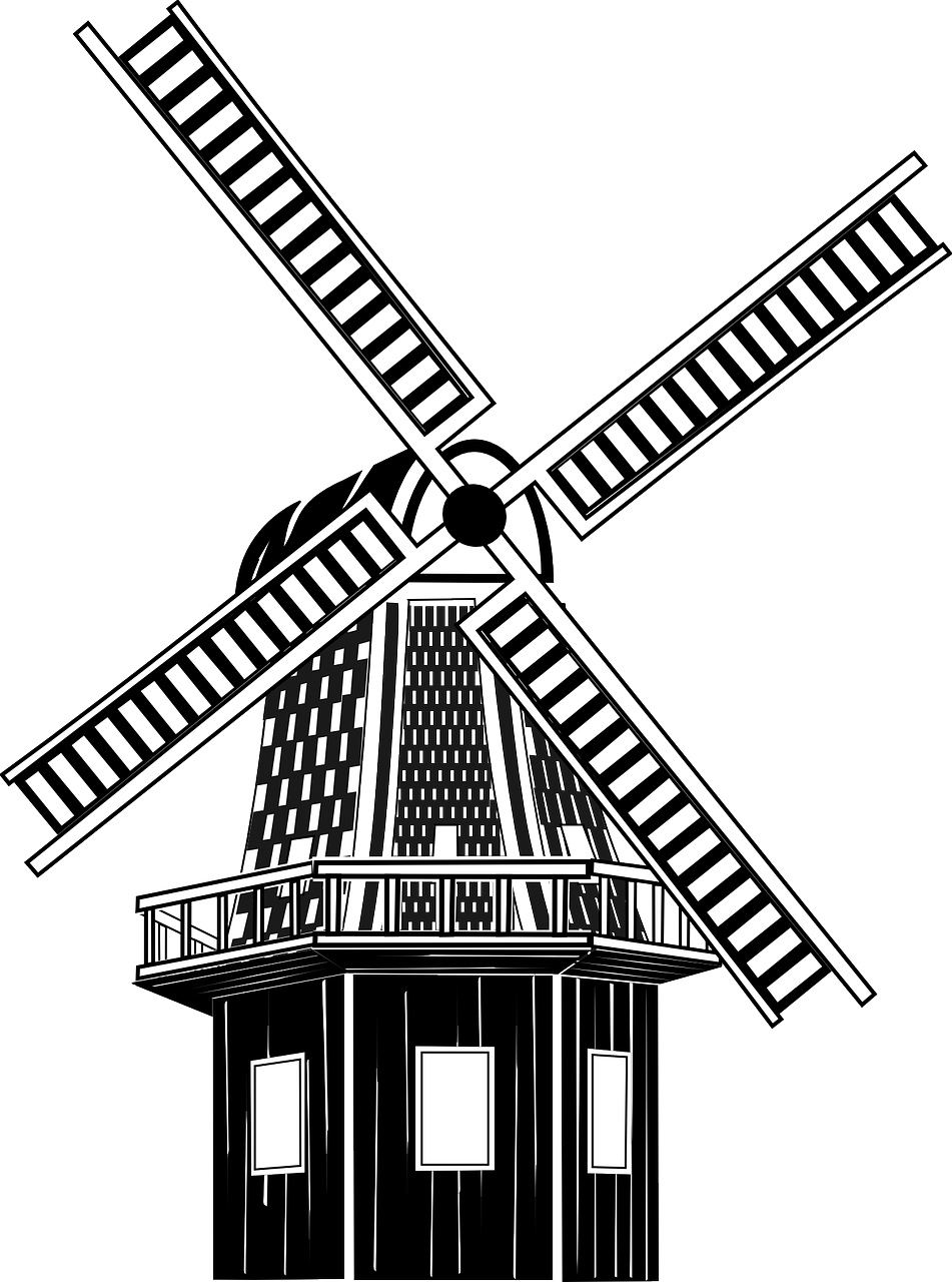 A Windmill On A Black Background