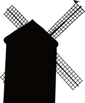A Silhouette Of A Windmill