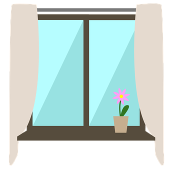 A Window With A Flower In A Pot