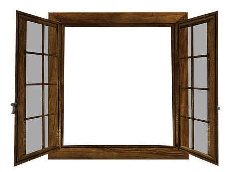 A Wooden Window With Glass Panes