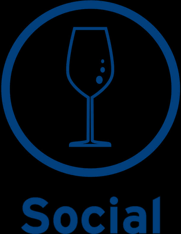 A Blue And Black Sign With A Wine Glass In A Circle