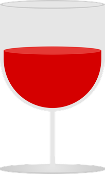 A Red Wine Glass With A Black And White Background