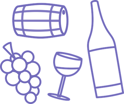 A Group Of Wine Bottles And Grapes