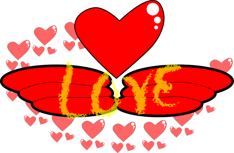 A Red Heart With Yellow Letters