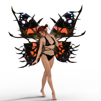 A Woman Wearing A Butterfly Garment