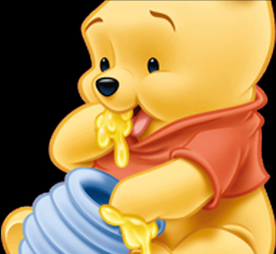 Cartoon Of A Bear With A Jar Of Honey