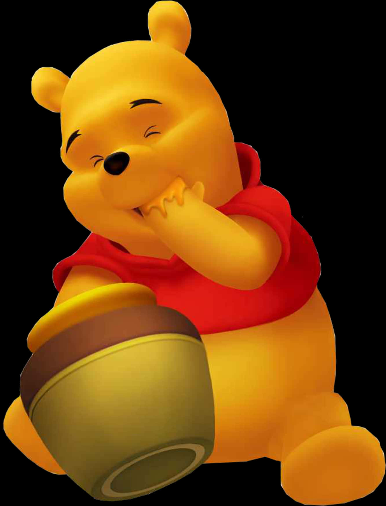 A Cartoon Character Holding A Pot Of Honey