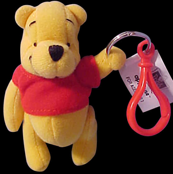 A Stuffed Animal With A Red Shirt And A Red Key Chain