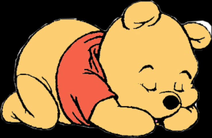 A Cartoon Of A Teddy Bear Sleeping