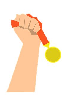 A Hand Holding A Gold Medal