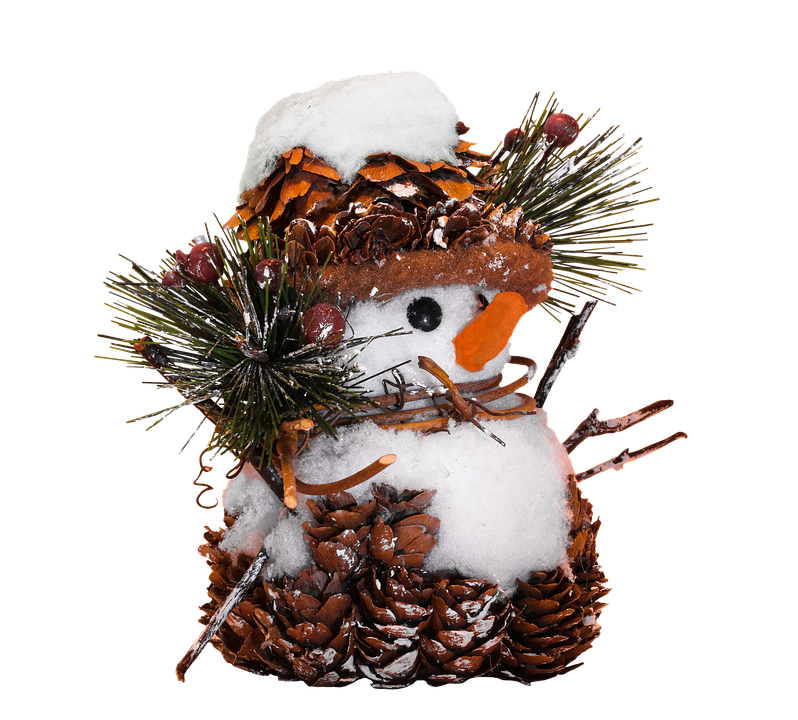 A Snowman Made Of Pine Cones And Pinecones