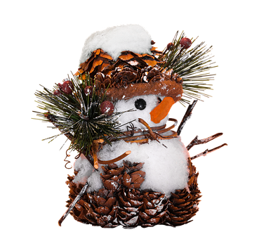 A Snowman Made Of Pine Cones