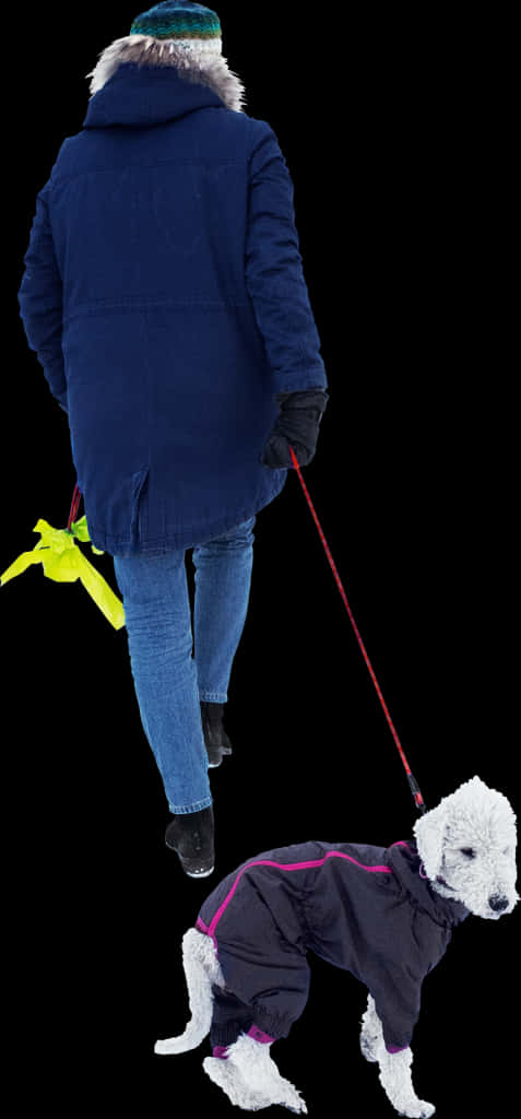 A Person Walking With A Broom And A Stick