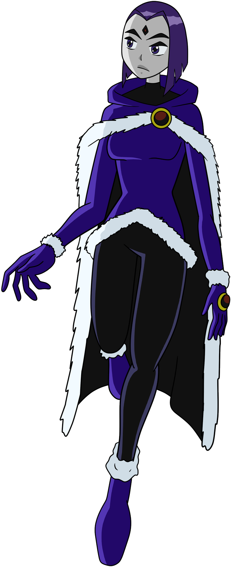 Cartoon Of A Woman In A Purple Outfit