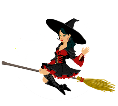 A Cartoon Of A Person Flying On A Broom