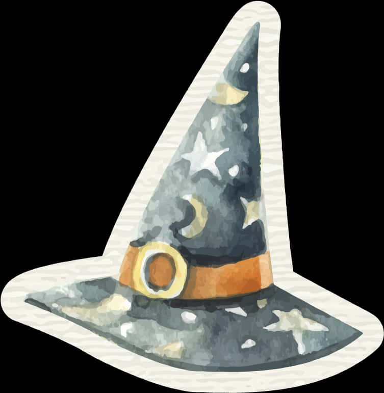 Witch Hat With Stars And Moon