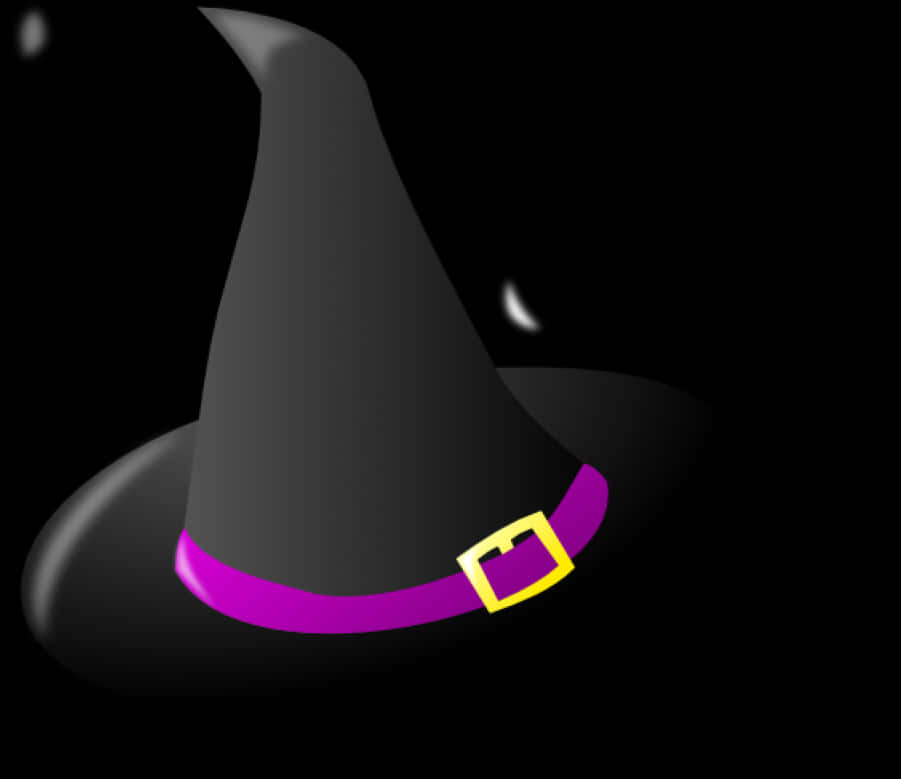 A Black Hat With Purple Band