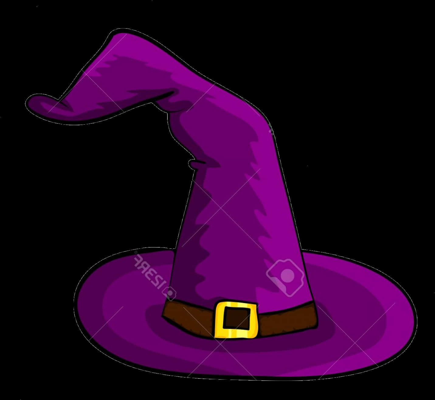 A Purple Person Hat With A Gold Buckle