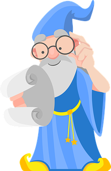A Cartoon Of A Wizard Holding A Scroll