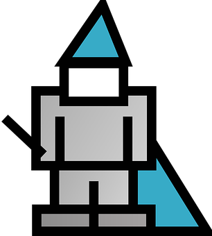 A Blue And Grey Robot With A Cape