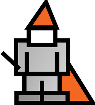 A Grey And Orange Cartoon Character