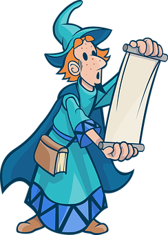 Cartoon Of A Wizard Holding A Scroll