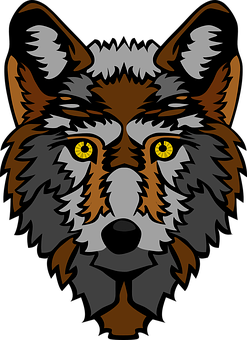 A Wolf Face With Yellow Eyes