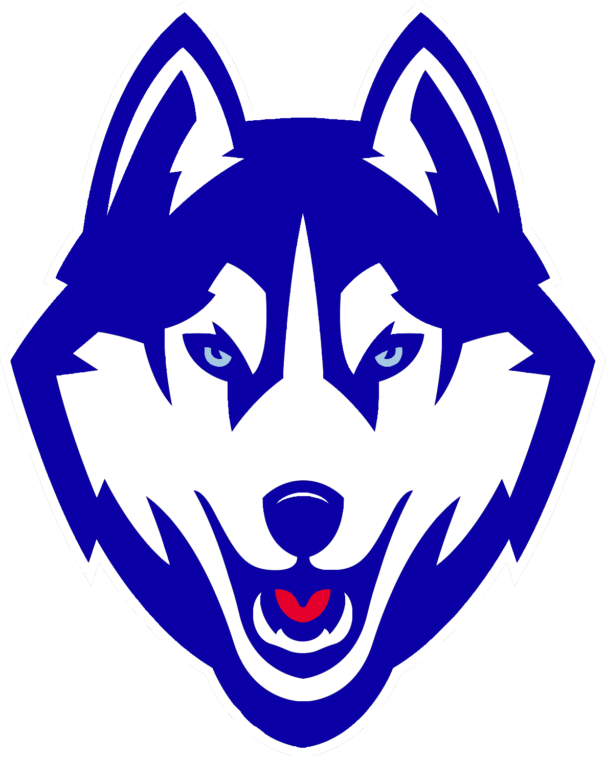 A Blue And White Wolf Head