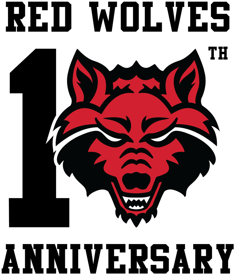 A Red Wolf Head With White Text