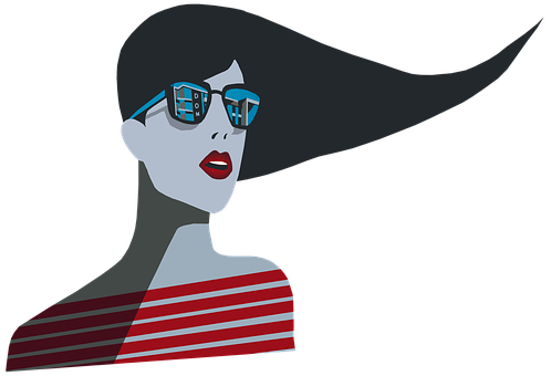 A Woman Wearing Sunglasses And Red And White Striped Shirt