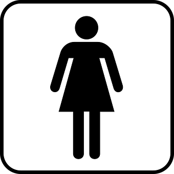 A Black And White Sign With A Woman Figure