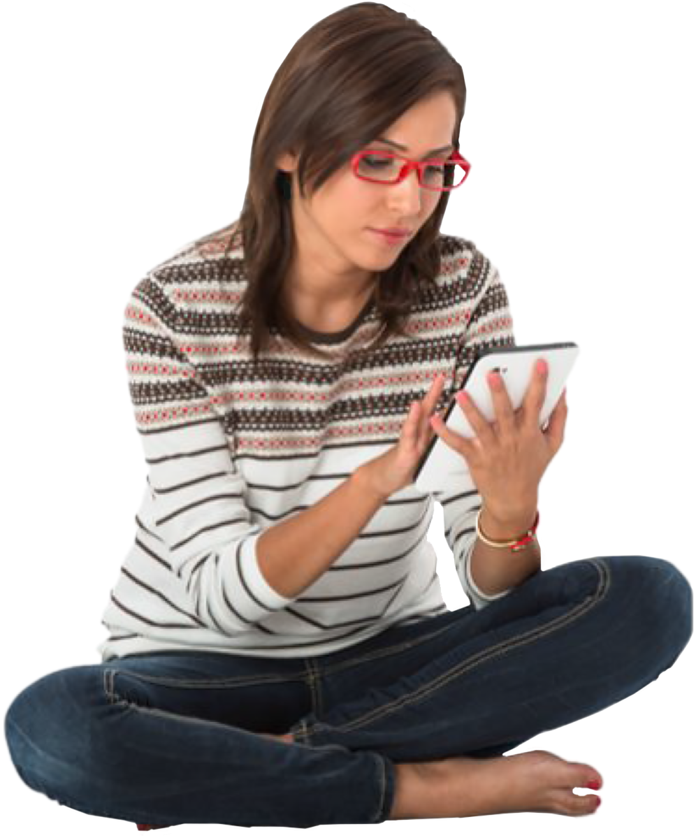 A Woman Sitting Cross Legged With Legs Crossed And Holding A Phone