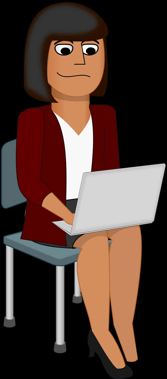 A Woman Sitting On A Chair Using A Laptop